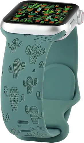 Miniatura 13 de Correa de silicona grabada compatible con Apple Watch de 1.496 pulgadas, 1.575 pulgadas, 1.614 pulgadas, bonita correa deportiva impresa con láser