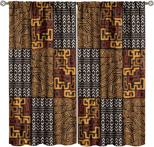 Miniatura 10 de BAEKJIN Cortinas opacas africanas, color blanco y negro, abstracto, geométrico, africano, tribal, escritura, étnico, para hombres, niños