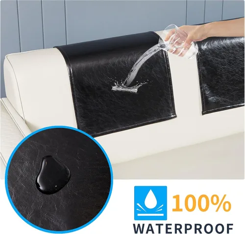 Miniatura 3 de 2 fundas protectoras para reposacabezas reclinable, antideslizantes, impermeables, para sillón reclinable, fundas para reposacabezas de sofá Negro