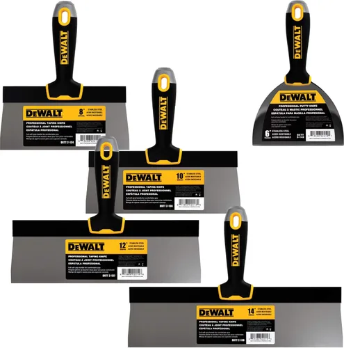 Miniatura 7 de DEWALT Juego de Espátulas para Encintado de Acero Inoxidable y Bandeja para Masilla Espátulas para Encintado de 8, 10, 12 Pulgadas, Bandeja