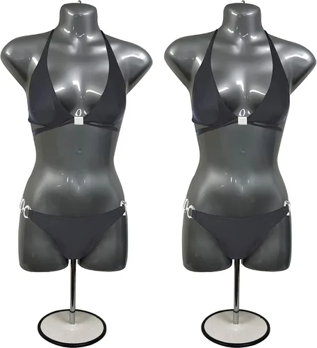Miniatura 10 de 2 Mannequin femenino dorado cadera cuerpo largo torso vestido formas y gancho colgante, tallas S-M