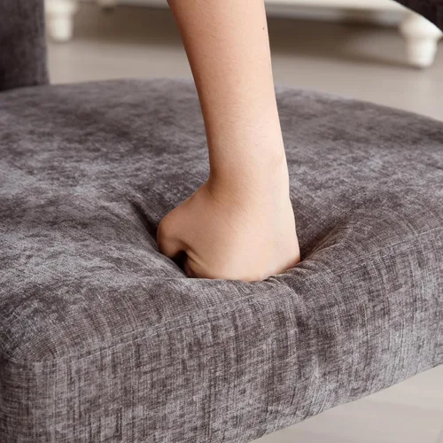Miniatura 8 de Silla de Comedor Moderna de Chenilla Tipo Barril Tapizada en Tela, Silla de Comedor con Brazo, Cómoda Silla Auxiliar de Acento para Cocina/Sala