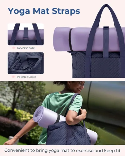 Miniatura 5 de BAGSMART Bolsa grande para mujer, bolsa de hombro de viaje con asa superior con hebilla para esterilla de yoga para gimnasio, trabajo, viajes