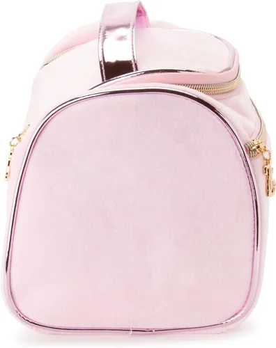 Miniatura 5 de Juicy Couture Bolsa de Maquillaje Organizador de Cosméticos Esenciales de Viaje Colgante Duffel de Terciopelo con Strass, Rosa