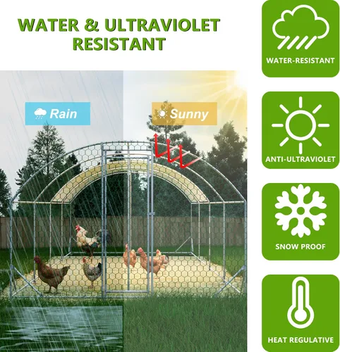 Miniatura 6 de Gallinero de metal grande, jaulas de gallinero con cubierta impermeable y anti-ultravioleta para exteriores