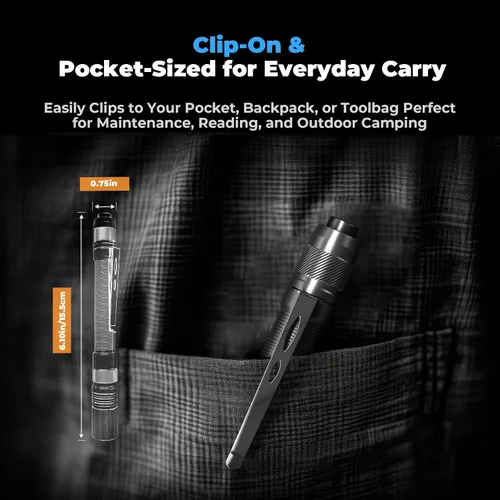Miniatura 5 de Linterna Recargable Tipo Bolígrafo, Linternas de Bolsillo con Zoom de 800LM con Clip Modos Duales Linterna LED Tipo Bolígrafo Recargable Impermeable