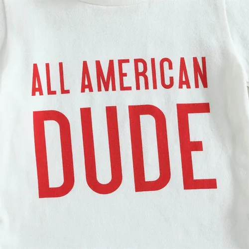 Miniatura 7 de Conjunto de ropa patriótica con estampado americano para el 4 de julio para bebé y niño del 4 de julio