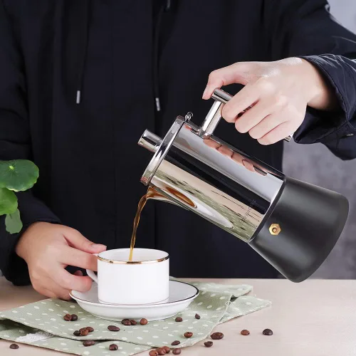Miniatura 5 de Easyworkz Diego - Cafetera de café expreso de acero inoxidable de 12 tazas de 17.5 onzas, cuchara de café retro de acero inoxidable con mango
