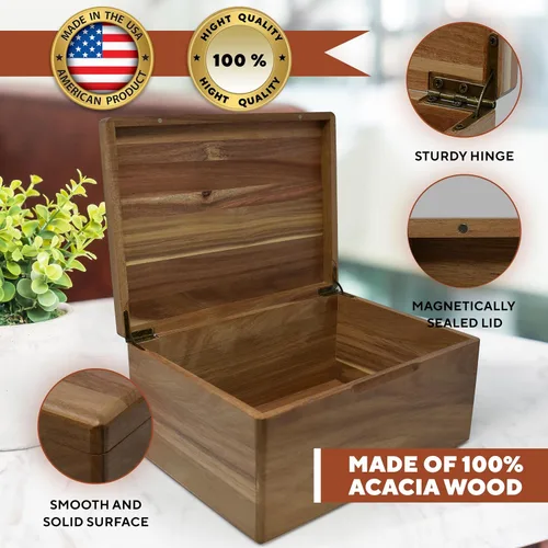 Miniatura 8 de Caja de madera grabada personalizada grande – Caja de recuerdo de madera de acacia con mensaje oculto personalizado, cajas de memoria de nogal