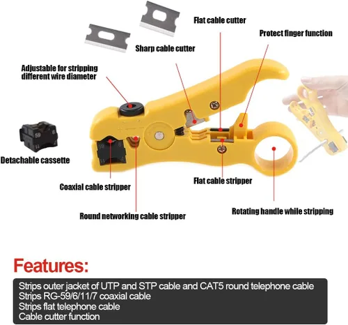 Miniatura 5 de Hilitchi Crimpadora de cable coaxial con manual de instrucciones Conector de compresión multifuncional Herramienta de crimpado coaxial ajustable