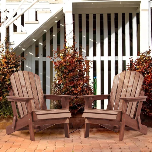 Miniatura 2 de Havemies Silla Adirondack plegable de madera de gran tamaño con respaldo premontado y tabla de asiento, silla de patio de madera para jardín, patio