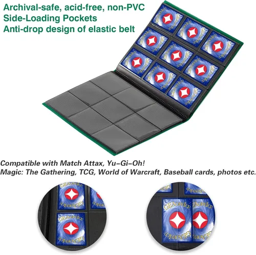Miniatura 5 de GEAoffice Carpeta para Tarjetas, Álbum Carpeta de Tarjetas Coleccionables de 9 Bolsillos, Carpeta de 360 Bolsillos de Carga Lateral para Tarjetas