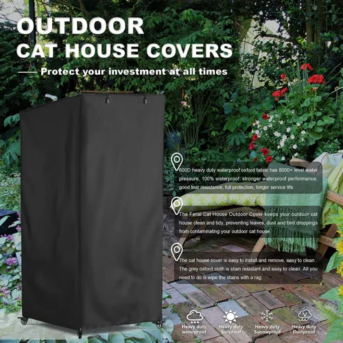 Miniatura 5 de Funda protectora grande para casa de gatos para exteriores, cubierta protectora contra el polvo, lona impermeable resistente 600D, 100% impermeable