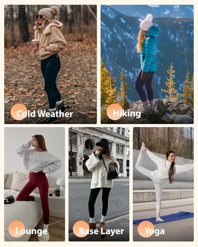 Miniatura 5 de NexiEpoch - Leggings de forro polar para mujer, pantalones de yoga de invierno de cintura alta, control de abdomen, suaves, térmicos, cálidos