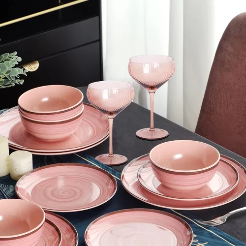Miniatura 3 de Mary Square 47881 Gold Rim - Taza de bebida de cóctel para vino de champán con tallo de vidrio acanalado duradero de 5 onzas, accesorio para carrito