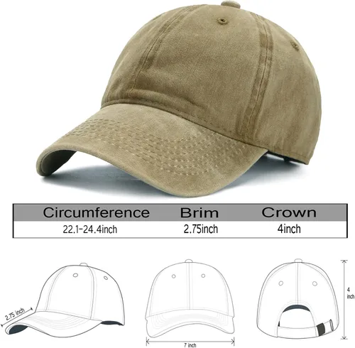 Miniatura 6 de Gorra de béisbol para hombre y mujer, de algodón liso, ajustable, de sarga lavada, de perfil bajo, A1008 de Edoneery