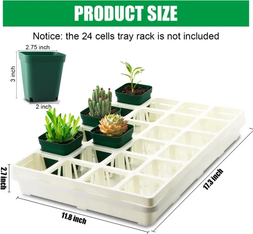 Miniatura 4 de RooTrimmer Paquete de 5 Bandejas para Vivero, Bandeja para Plantas con Capacidad de Transporte y Soporte para Macetas de 24 Celdas, Bandeja