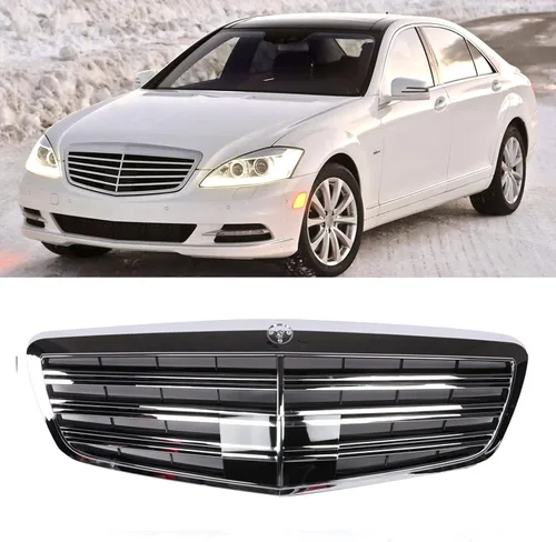PENSUN estilo AMG de cromo para la parrilla frontal Compatible con Mercedes Benz Clase S W221 S350 S400 S450 S500 S550 S600 S63 S65 de 2010 a 2013