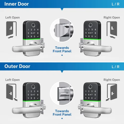 Miniatura 7 de Cerradura de Puerta Inteligente con Teclado y Manija: Cerradura de Puerta de Entrada sin Llave Kucacci - Cerradura Inteligente para Puerta Principal