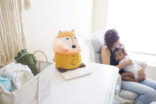Miniatura 4 de Crane Humidificador ultrasónico de niebla fría animal de 1 galón para dormitorio y guardería, apagado automático, salida ajustable, zorro