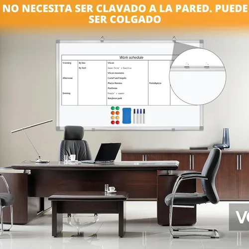 Miniatura 6 de H-Qprobd Pizarra de Borrado en Seco para Pared 72"x40" Pizarra Magnética de Presentación de Aluminio con Bandeja Larga para Bolígrafos, Pizarra