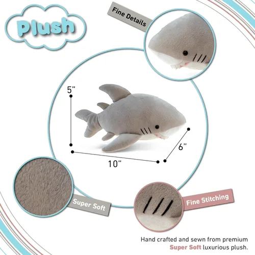 Miniatura 3 de DolliBu - Peluche de tiburón – Animal de peluche súper suave tiburón gris marino, animal marino realista de peluche para niños y niñas, lindo