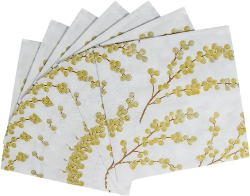 Miniatura 5 de Entertaining with Caspari Berry Branches - Servilletas de papel para cóctel, color blanco y dorado, paquete de 20