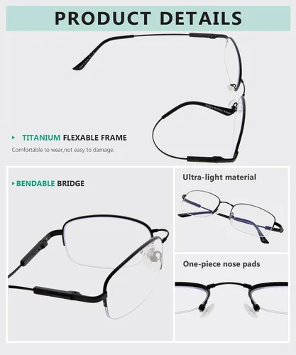Miniatura 6 de Eyekepper Lentes de lectura progresivos con protección UV de medio borde, 3 niveles, multienfoque, para hombres y mujeres, marco de memoria flexible