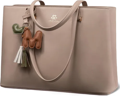 LOVEVOOK Bolsa de mano para computadora portátil para mujer, bolsa de cuero para computadora, monederos grandes, maletín profesional