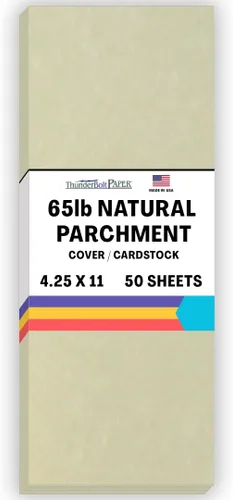 Miniatura 27 de 25 hojas de papel de cubierta de pergamino natural de 65 libras de 8.5 x 11 pulgadas, hojas de colores con peso de cartulina de 8.5 x 11 pulgadas