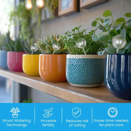 Miniatura 6 de Little Green Leaf Bombas de Riego Automáticas para Plantas, Insertos de Maceta de Riego Automático (Set de 10) Bombas de Plástico Transparente 6