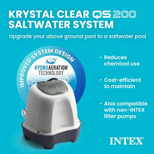 Miniatura 2 de Intex QS200 Krystal Clear Sistema de cloro de agua salada para piscinas sobre el suelo: mantiene el agua clara, reduce el uso de productos químicos