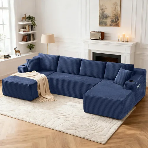 Miniatura 7 de Tmsan Sofá de 3 plazas sin hueso de 80.7 pulgadas para sala de estar con portavasos y asiento profundo de 26 pulgadas, bolsillos laterales, sofá