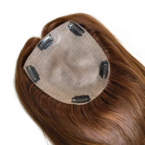 Miniatura 8 de Base de PU de piel fina inyectada con base de seda superior dividida Tamaño de partición 15cm*16cm Topper de cabello humano para mujeres