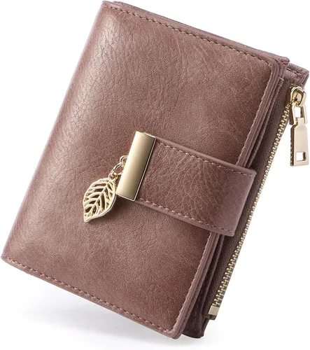 Miniatura 10 de yiijay Billetera pequeña para mujer, con bloqueo RFID, de piel, plegable, tarjetero para tarjetas de crédito para mujeres, cartera compacta