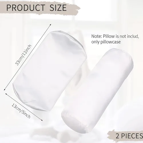 Miniatura 2 de Tatuo 2 fundas de almohada redondas cervicales blancas para almohada cervical, rollo cervical, cojín redondo de cilindro de memoria