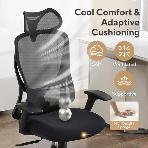 Miniatura 9 de Nouhaus Apertura - Silla ergonómica de oficina, sillas de escritorio de oficina en casa con soporte lumbar ajustable y reposacabezas, soporte Negro