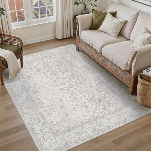 Miniatura 31 de PureCozy Alfombra de área beige de 2 x 3 pulgadas, lavable, vintage, pequeña, para entrada, cocina, suave, retro, floral, de pelo bajo, tapete