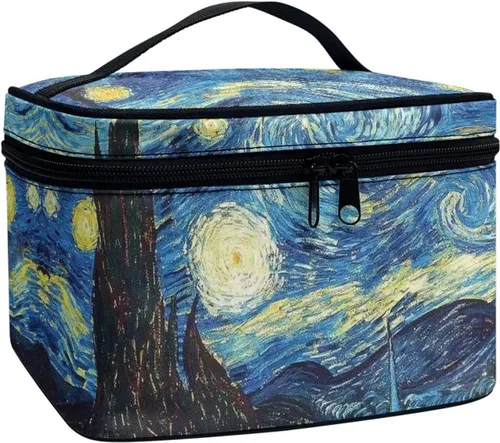 Miniatura 29 de doginthehole Bolsa de maquillaje, bolsa de cosméticos de viaje, bolsa de aseo portátil grande, organizador de accesorios para mujeres y niñas