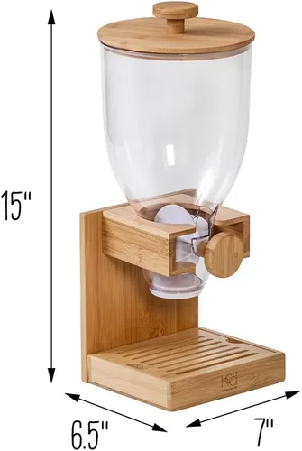 Miniatura 5 de Honey-Can-Do Dispensador de cereales de bambú con tapa hermética - Dispensador de alimentos secos para encimera para organización de cocina