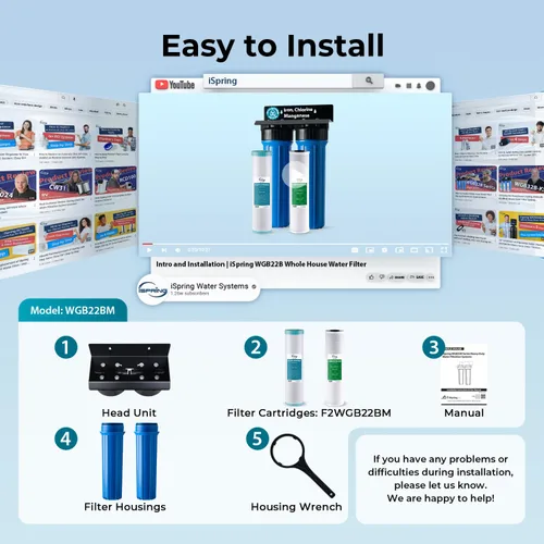 Miniatura 6 de iSpring Sistema de filtro de agua para toda la casa, reduce altamente el hierro, manganeso, cloro, sabor, olor, sistema de filtración de agua de 2