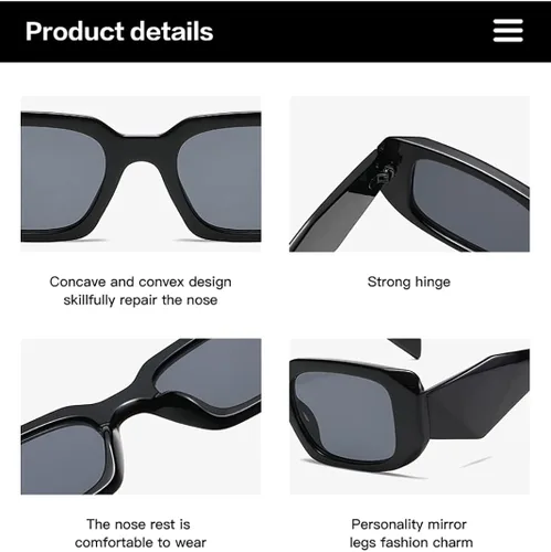 Miniatura 5 de Verfimaci Gafas de sol rectangulares de moda para mujeres y hombres gafas de sol cuadradas