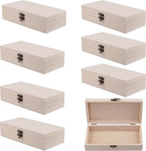 Miniatura 11 de FUNSUEI 10 cajas de madera de 7.9 x 3.9 x 2 pulgadas, caja de madera sin terminar, cajas de madera para manualidades, cajas de madera con tapa