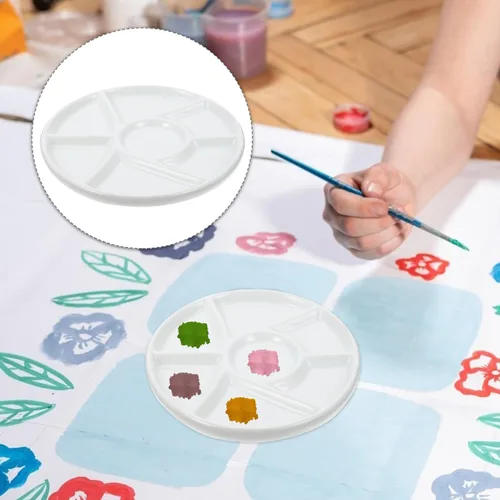 Miniatura 9 de EXCEART Bandeja de pintura de porcelana de cerámica Bandeja de mezcla de cerámica Placas de pintura de acuarela Bandeja de pintura de acuarela Placa