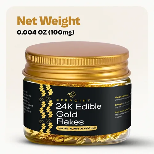 Miniatura 5 de BeePoint - Hojas de oro comestibles de 24 K - Hojas de oro de 100 mg para decorar pasteles, hornear, cocinar, cupcakes, chocolates, bebidas - Hojas