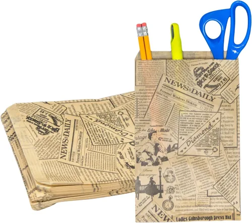 Miniatura 11 de Novel Box - Paquete de 100 bolsas planas de mercancía con estampado de cheurón azul de 4 x 6 pulgadas, elegante bolsa para regalos de cumpleaños