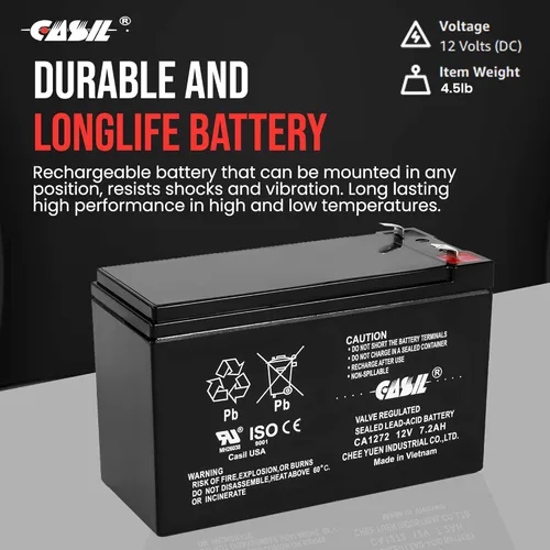Miniatura 5 de Casil Paquete de 2 baterías para UPS de 12V 7.2Ah – Reemplazo para APC Back-UPS XS 1000, BX1000G, RS1500 – Batería de respaldo SLA AGM