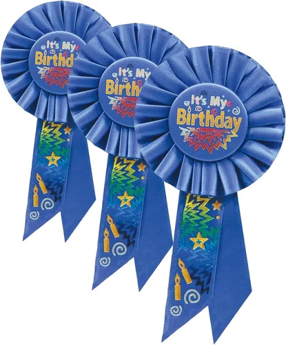 Miniatura 2 de Beistle It's My Birthday Rosette Party Item, 3-1/4 pulgadas x 6-1/2 pulgadas, azul
