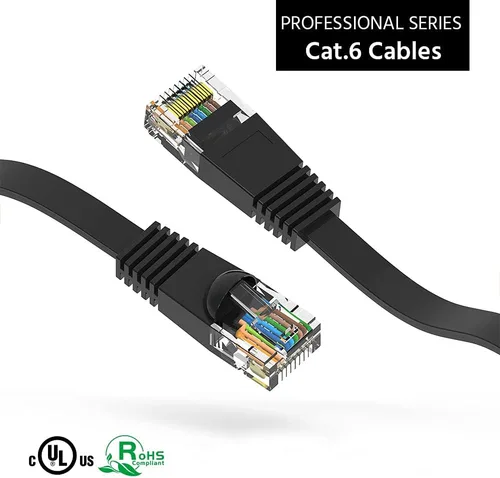 Miniatura 2 de CableWholesale Cable de conexión Ethernet Cat6 plano, 1 pie, 32AWG, UTP (par trenzado sin blindaje), cable de red de Internet con conector RJ45