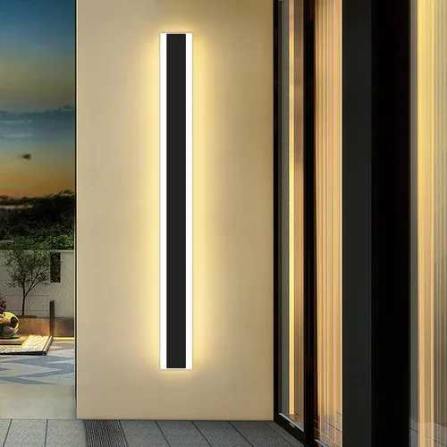 Miniatura 16 de Luz de pared exterior moderna de 47 pulgadas, accesorios de iluminación exterior de acrílico negro de 3000K, montaje en pared, luces de porche